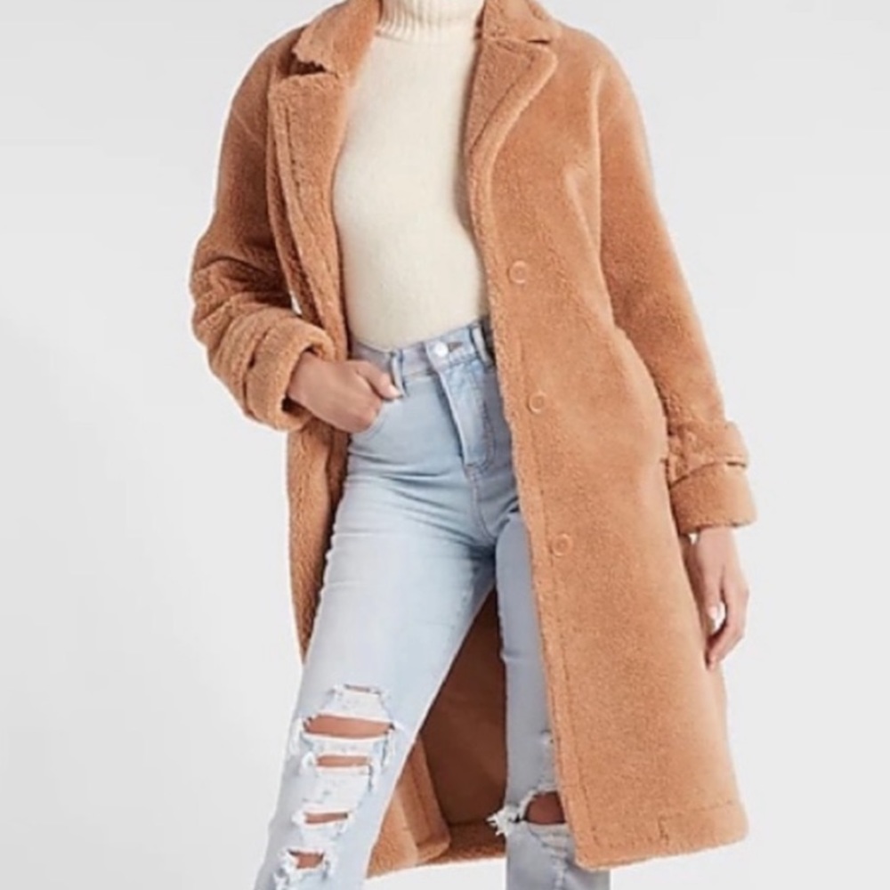 NWT Express Faux Shearling Button Front Coat